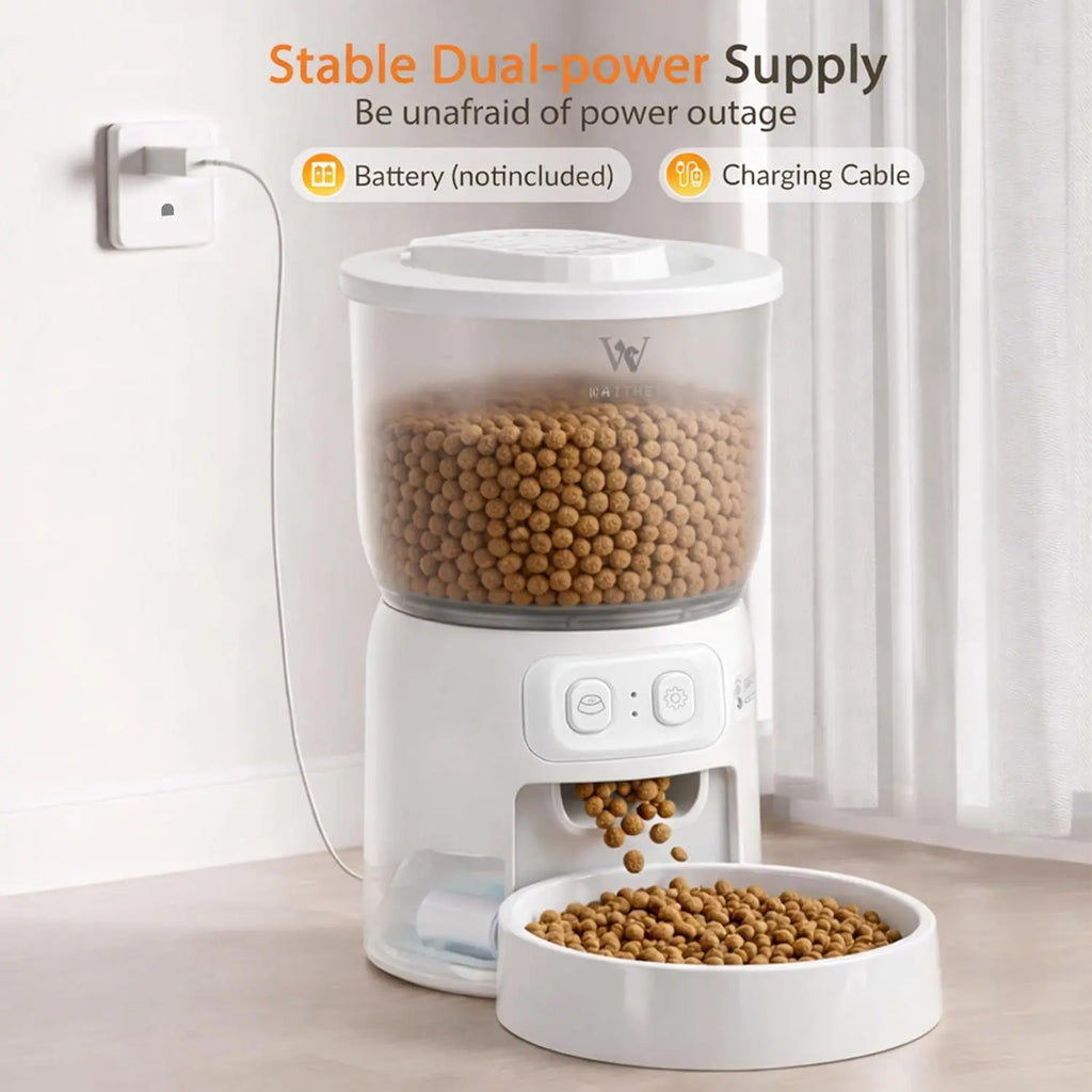 Waithem Wi-Fi Automatic Cat Feeder, Timed Dry Food Dispenser, App-Programmable Portion Control, Up To 10 Meals Per Day, Dual Power Supply, Suitable For Cats And Small Dogs Mostfocusedwholesale