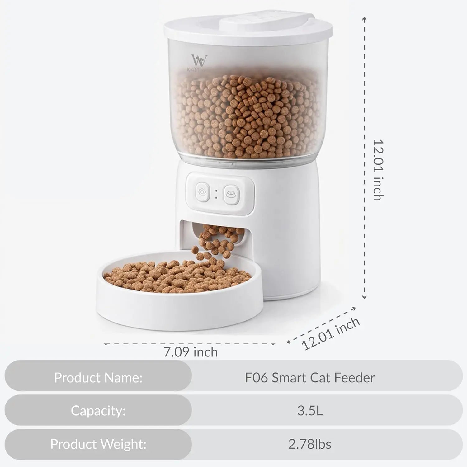 Waithem Wi-Fi Automatic Cat Feeder, Timed Dry Food Dispenser, App-Programmable Portion Control, Up To 10 Meals Per Day, Dual Power Supply, Suitable For Cats And Small Dogs Mostfocusedwholesale